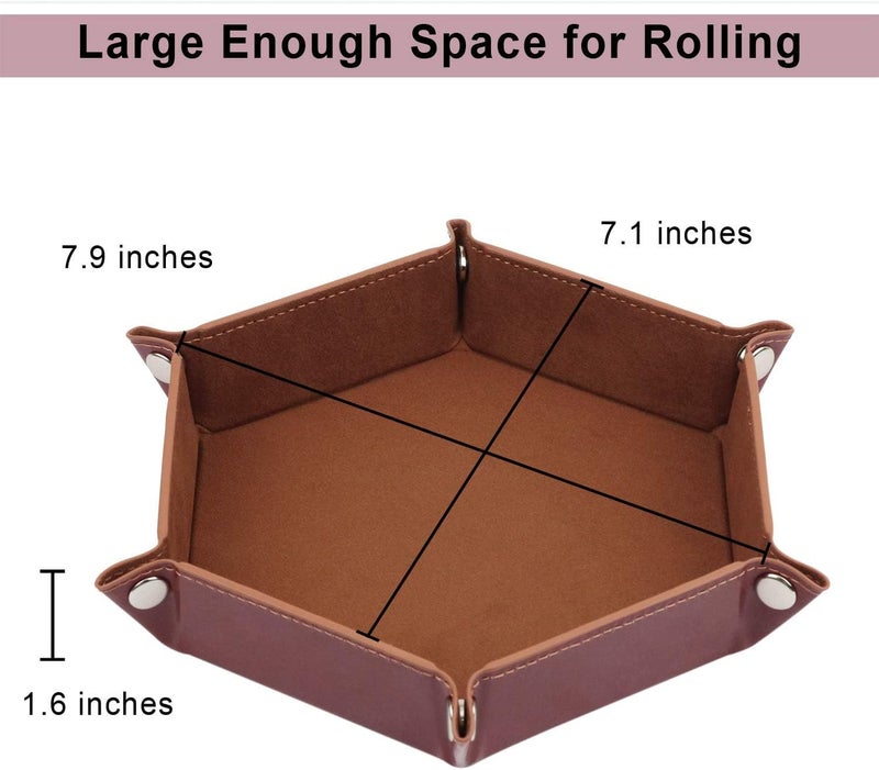 K. T. Fancy Dice Tray 8 Pieces Folding D&D Dice Tray Dice Holder Storage Box for Dice Rolling Tray PU Leather and Velvet. - Image 3
