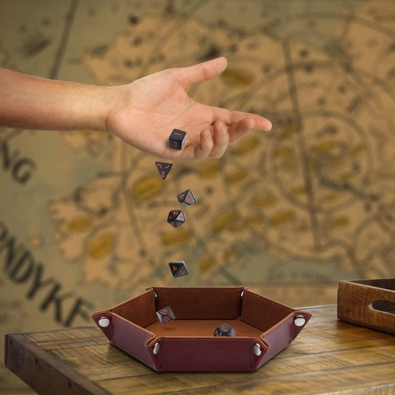 K. T. Fancy Dice Tray 8 Pieces Folding D&D Dice Tray Dice Holder Storage Box for Dice Rolling Tray PU Leather and Velvet. - Image 2