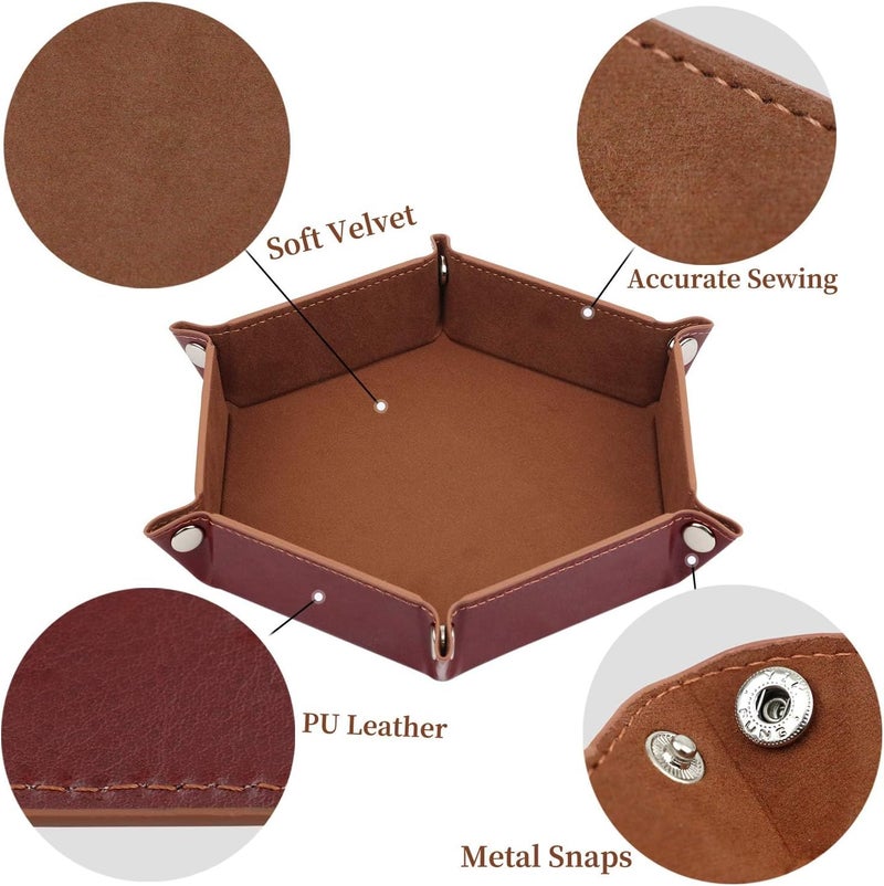 K. T. Fancy Dice Tray 8 Pieces Folding D&D Dice Tray Dice Holder Storage Box for Dice Rolling Tray PU Leather and Velvet. - Image 4