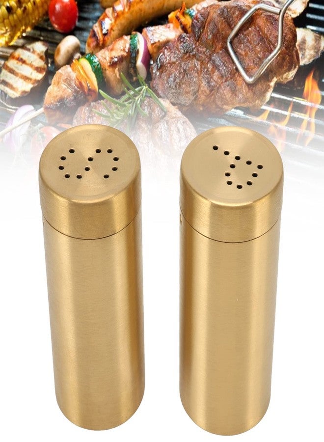 Estink Gold Jar, Pack of 2 Stainless Steel Rustproof Screw Open Top Seasoning Shaker Bottle Portable Seasoning Bottle Condiment Jar for Salt Sugar Paprika, 1.5x3.5in - Image 5