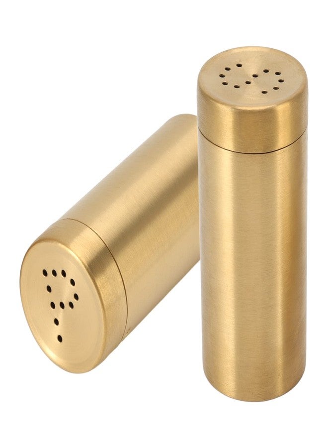 Estink Gold Jar, Pack of 2 Stainless Steel Rustproof Screw Open Top Seasoning Shaker Bottle Portable Seasoning Bottle Condiment Jar for Salt Sugar Paprika, 1.5x3.5in - Image 1