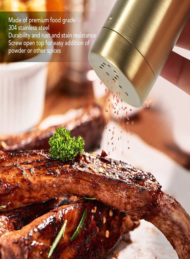 Estink Gold Jar, Pack of 2 Stainless Steel Rustproof Screw Open Top Seasoning Shaker Bottle Portable Seasoning Bottle Condiment Jar for Salt Sugar Paprika, 1.5x3.5in - Image 2