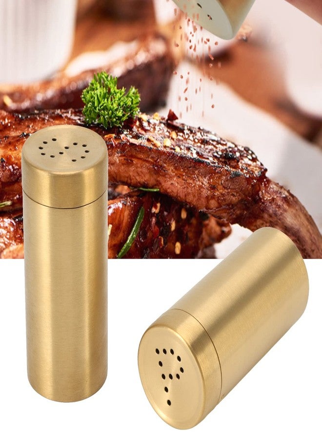 Estink Gold Jar, Pack of 2 Stainless Steel Rustproof Screw Open Top Seasoning Shaker Bottle Portable Seasoning Bottle Condiment Jar for Salt Sugar Paprika, 1.5x3.5in - Image 4