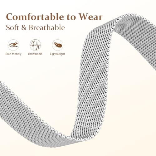 Dirrelo Magnetic Metal Band Designed Compatible for Galaxy Watch 8 Bands Women 40mm/44mm, Watch 8 Classic Band 46mm, Solid Stainless Steel Replacement Strap Magnet Clasp Wristbands, Silver - Image 3