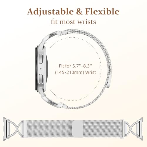 Dirrelo Magnetic Metal Band Designed Compatible for Galaxy Watch 8 Bands Women 40mm/44mm, Watch 8 Classic Band 46mm, Solid Stainless Steel Replacement Strap Magnet Clasp Wristbands, Silver - Image 5