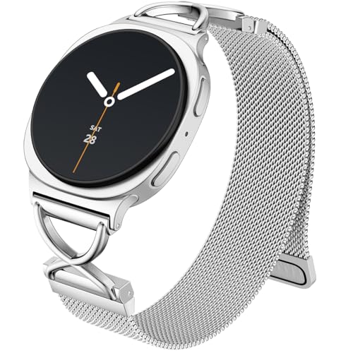 Dirrelo Magnetic Metal Band Designed Compatible for Galaxy Watch 8 Bands Women 40mm/44mm, Watch 8 Classic Band 46mm, Solid Stainless Steel Replacement Strap Magnet Clasp Wristbands, Silver - Image 1