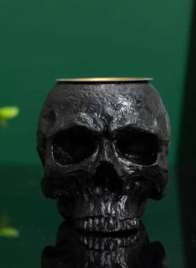 Attractive Dark Black Skull Incense Burner, Home and Office Decoration with 10 Pieces of Incense