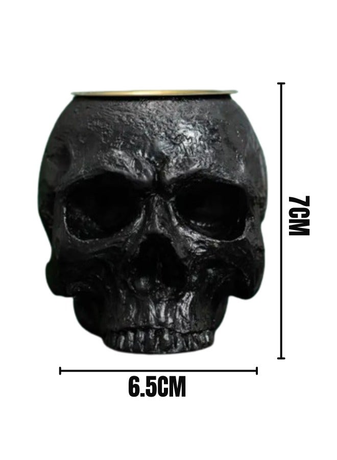 Attractive Dark Black Skull Incense Burner, Home and Office Decoration with 10 Pieces of Incense