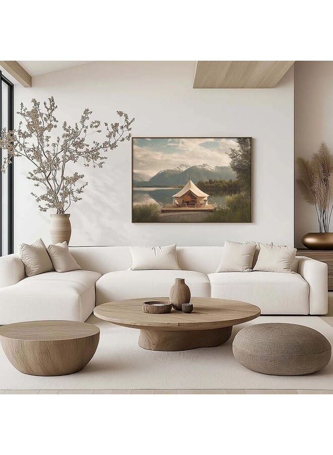 Home Gallery Luxurious Glamping Site With Stunning Lake Mountain Framed Wall Art  - Image 2