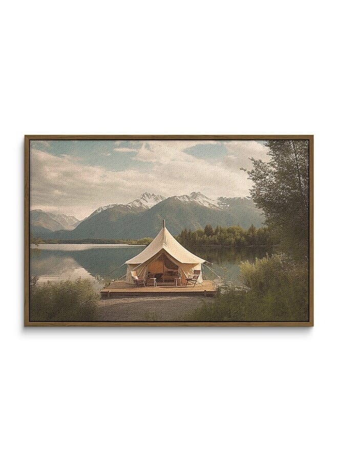 Home Gallery Luxurious Glamping Site With Stunning Lake Mountain Framed Wall Art  - Image 3