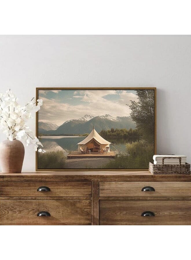 Home Gallery Luxurious Glamping Site With Stunning Lake Mountain Framed Wall Art  - Image 4