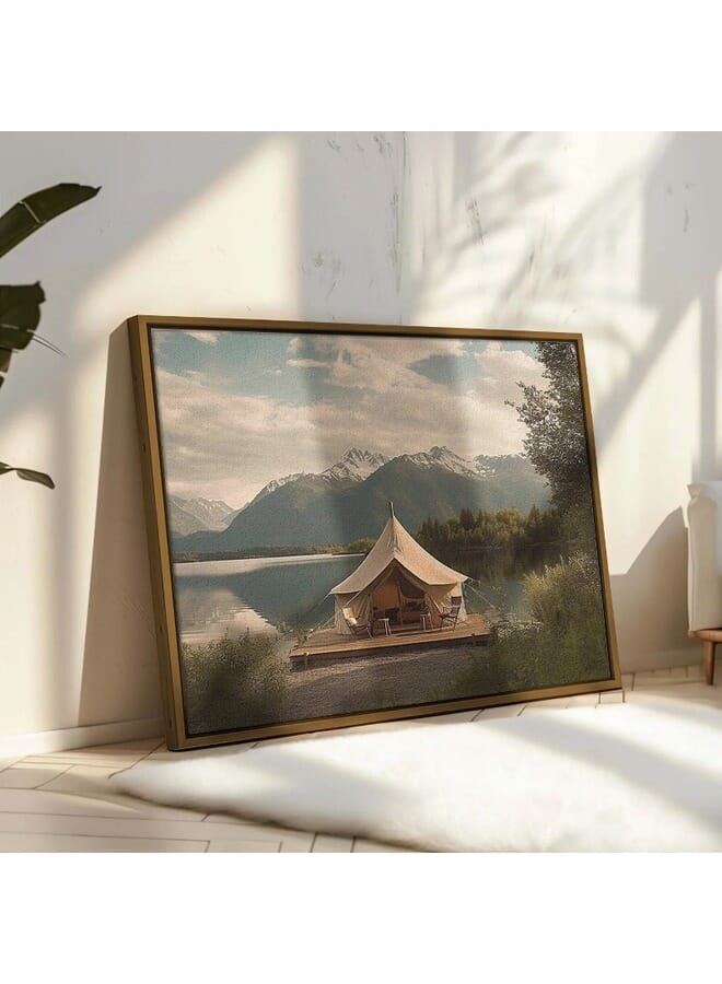 Home Gallery Luxurious Glamping Site With Stunning Lake Mountain Framed Wall Art  - Image 1