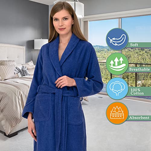 TowelSelections Women’s Robe, 100% Cotton Short Terry Shawl Bathrobe X-Large White - Image 5