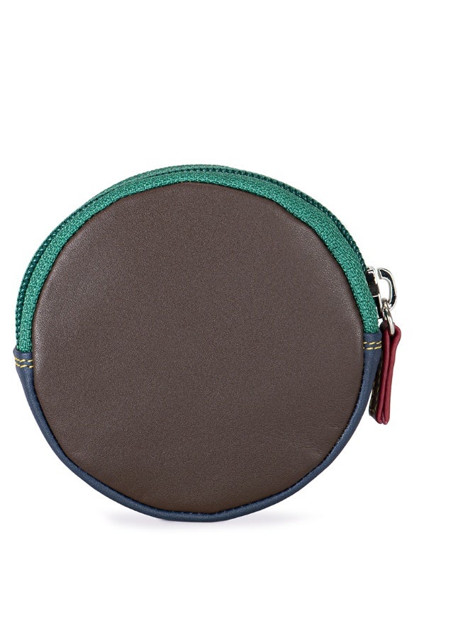 mywalit Premium Nappa Leather Round Coin Purse with Zip Closure | Compact Coin Wallet with Embossed Mywalit Elephant Design | Stylish Small Change Pouch – Bosco Green - Image 2