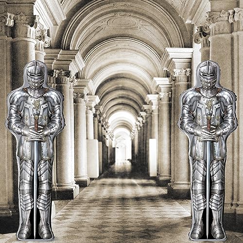 Lidmada Knight Party Balloons Medieval Castle Decorations Supplies Aluminium Foil Balloons for Medieval Dragon Themed Birthday Party Halloween Pack of 2 - Image 1