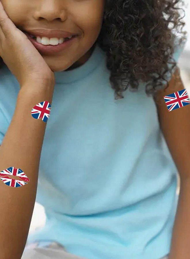 BXT Temporary Tattoo USA/UK | 50 Sheets Patriotic US, America Flag, British, United Kingdom, Union Jack Flag Sticker | Patriotic Party Supplies | for Kids Adults - Image 5