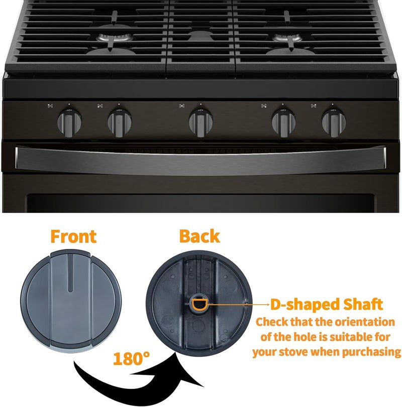 atgestore Upgraded W10339442 Stove Knobs Replacement for Whirlpool Stove Parts WPW10339442 Burner Knob WFG320M0BW2 WFG505M0BS0 Whirlpool Gas Range Parts Oven Cooktop Burner Control Knobs Black 4Pcs - Image 3