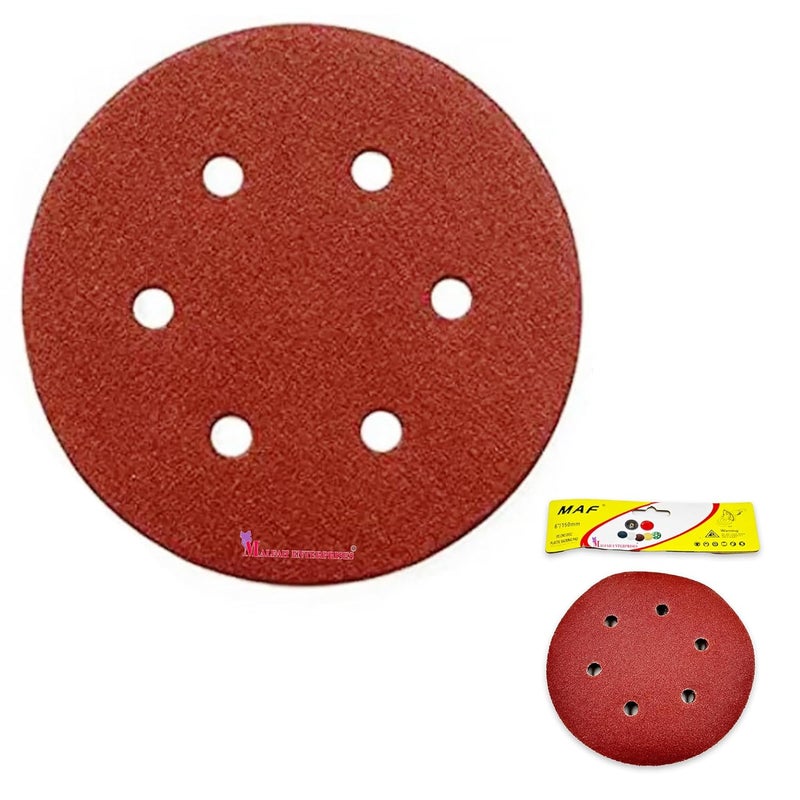 Malfah Enterprises Malfah Sanding Sheet Orbital Sander 6 P60 inch sanding disc paper round 150 mm abrasive sandpaper polisher 6X60 Grit 20 pcs - Image 1