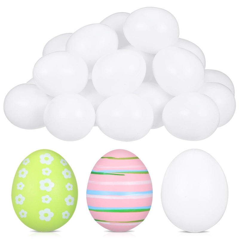 60 Pieces White Plastic DIY Easter Eggs for Crafts Hand Painted Decor Kids Toys - Image 2