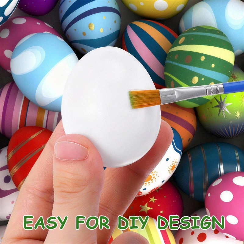 60 Pieces White Plastic DIY Easter Eggs for Crafts Hand Painted Decor Kids Toys - Image 5