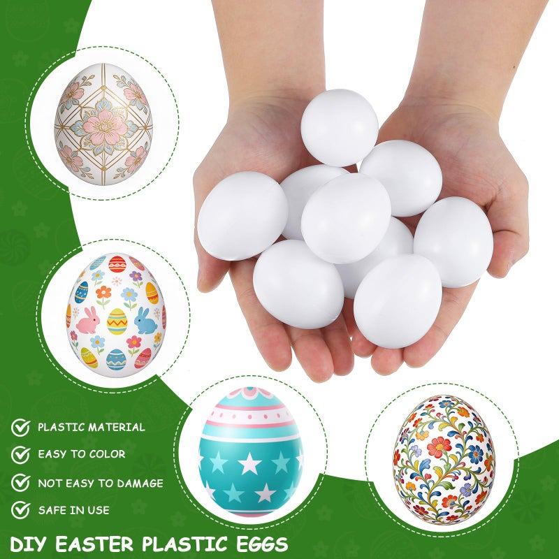 60 Pieces White Plastic DIY Easter Eggs for Crafts Hand Painted Decor Kids Toys - Image 3