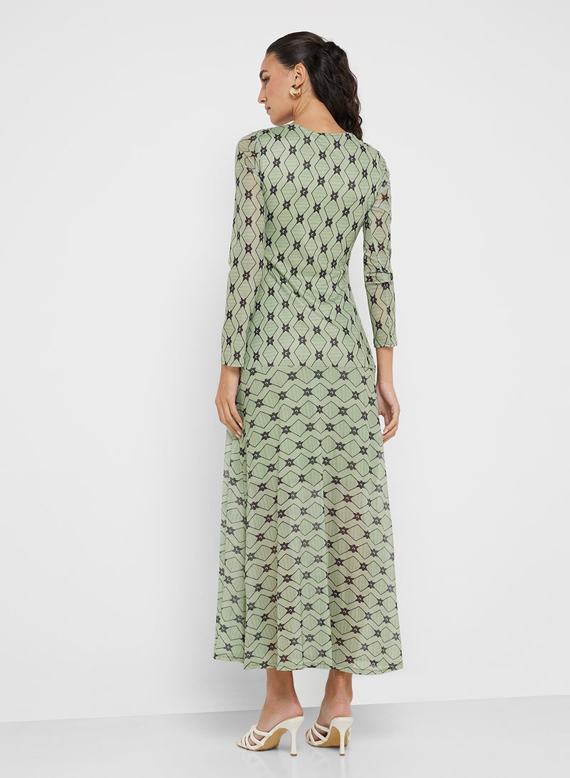 Ginger Printed Mesh Midi Dress - Image 2