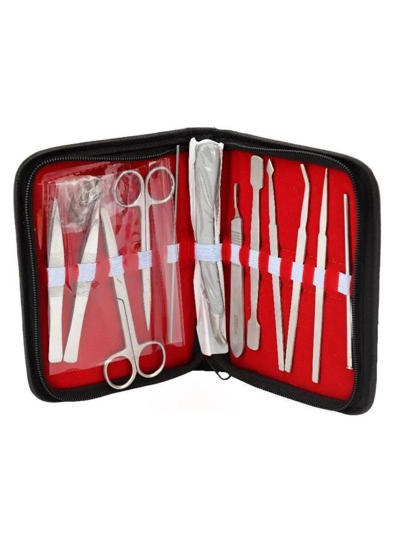 Generic 12-piece stainless steel dissection instrument bag packaged in a handbag