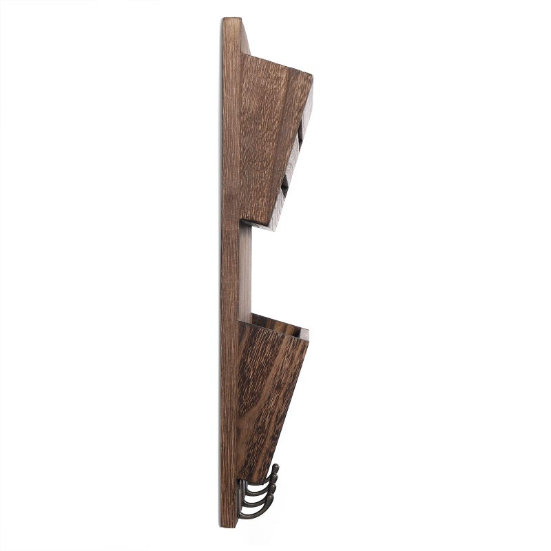 MOOACE Mail Organizer Wall Mount with Key Hooks, 2-Slot Wood Mail and Key Holder, Wall File Organizer Office Letter Folder Accessories Organizer Home Farmhouse Decor - Image 3
