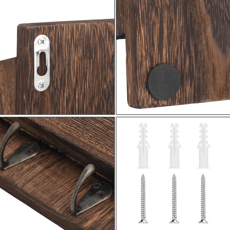 MOOACE Mail Organizer Wall Mount with Key Hooks, 2-Slot Wood Mail and Key Holder, Wall File Organizer Office Letter Folder Accessories Organizer Home Farmhouse Decor - Image 4