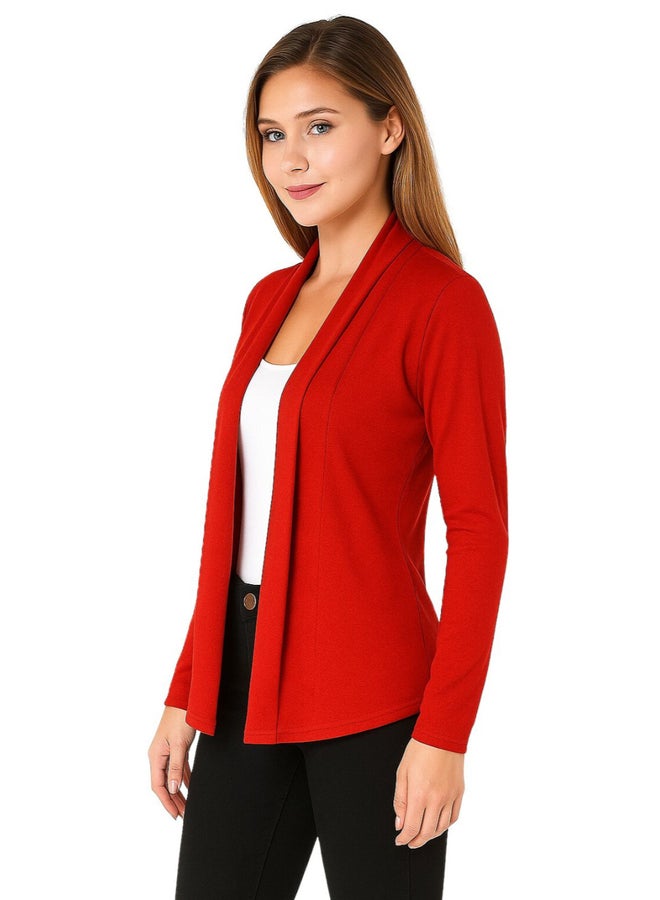 PAUSE Red Solid Open Front Shrug - Image 3