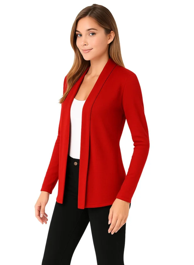 PAUSE Pause Red Solid Open Front Shrug