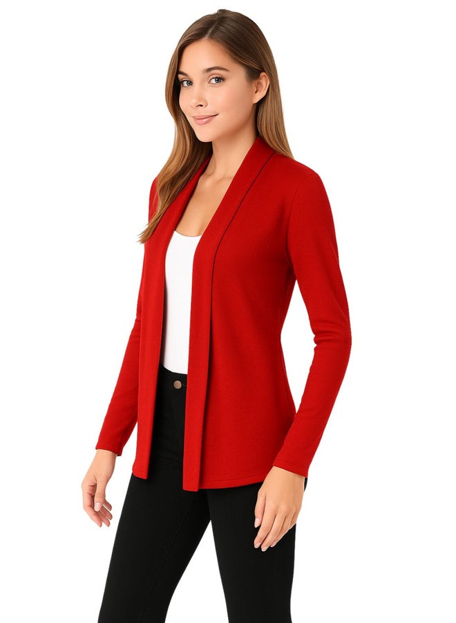 PAUSE Red Solid Open Front Shrug - Image 4