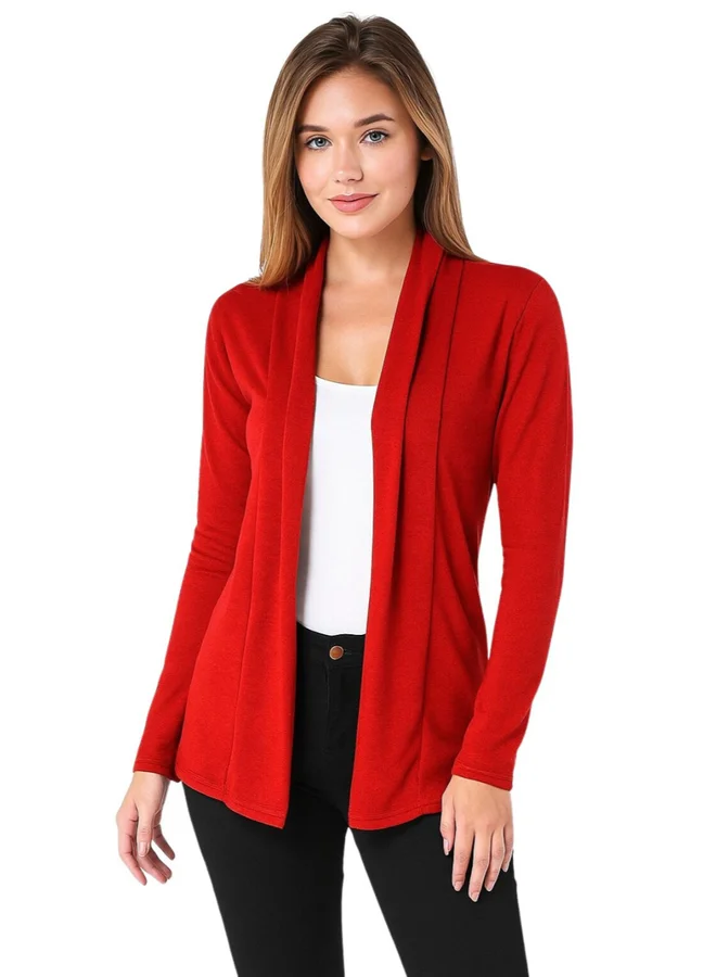 PAUSE Pause Red Solid Open Front Shrug