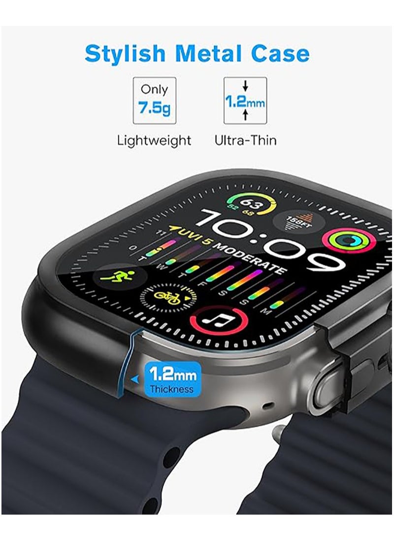Generic Soft silicone TPU screen protector for Apple Watch series 7/8/9 45mm, sturdy bumper thin frame + 9H tempered glass film +PC back cover, [stylish][waterproof], matte black  - Image 3