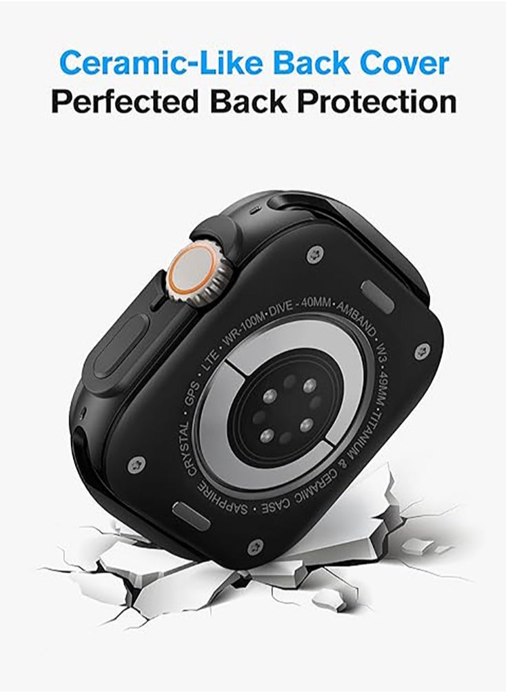 Generic Soft silicone TPU screen protector for Apple Watch series 7/8/9 45mm, sturdy bumper thin frame + 9H tempered glass film +PC back cover, [stylish][waterproof], matte black  - Image 4