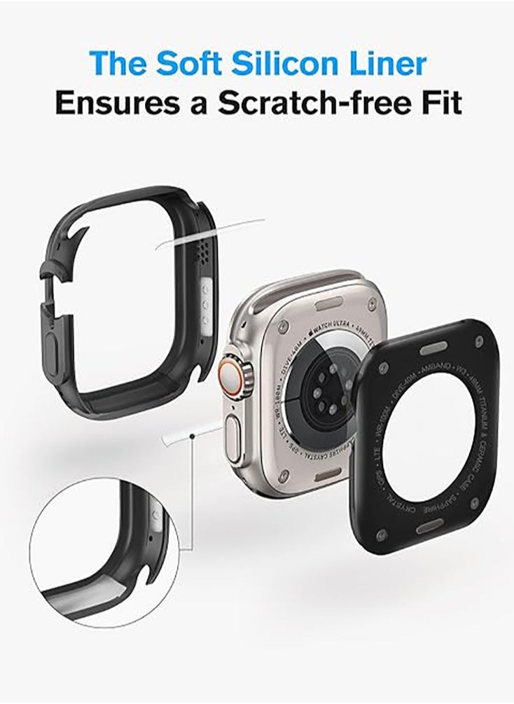 Generic Soft silicone TPU screen protector for Apple Watch series 7/8/9 45mm, sturdy bumper thin frame + 9H tempered glass film +PC back cover, [stylish][waterproof], matte black  - Image 5