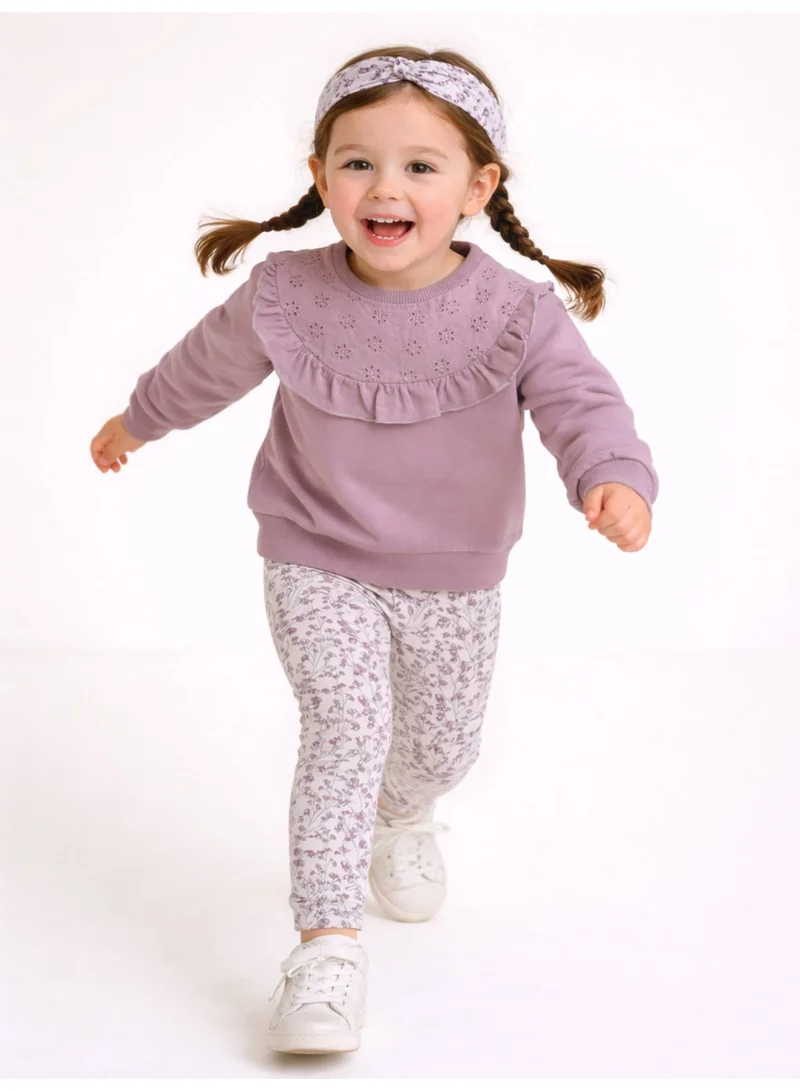 Dirkje Girls Ruffle Detail Top & Leggings Set with Headband