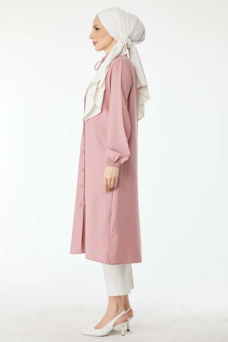 Tofisa 24513-GUL Collar Lace Detail Tunic