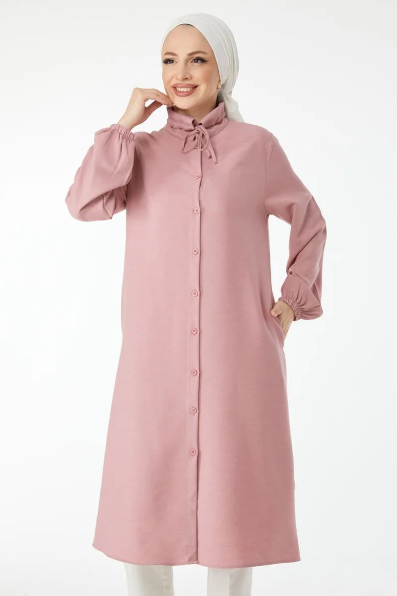 Tofisa 24513-GUL Collar Lace Detail Tunic