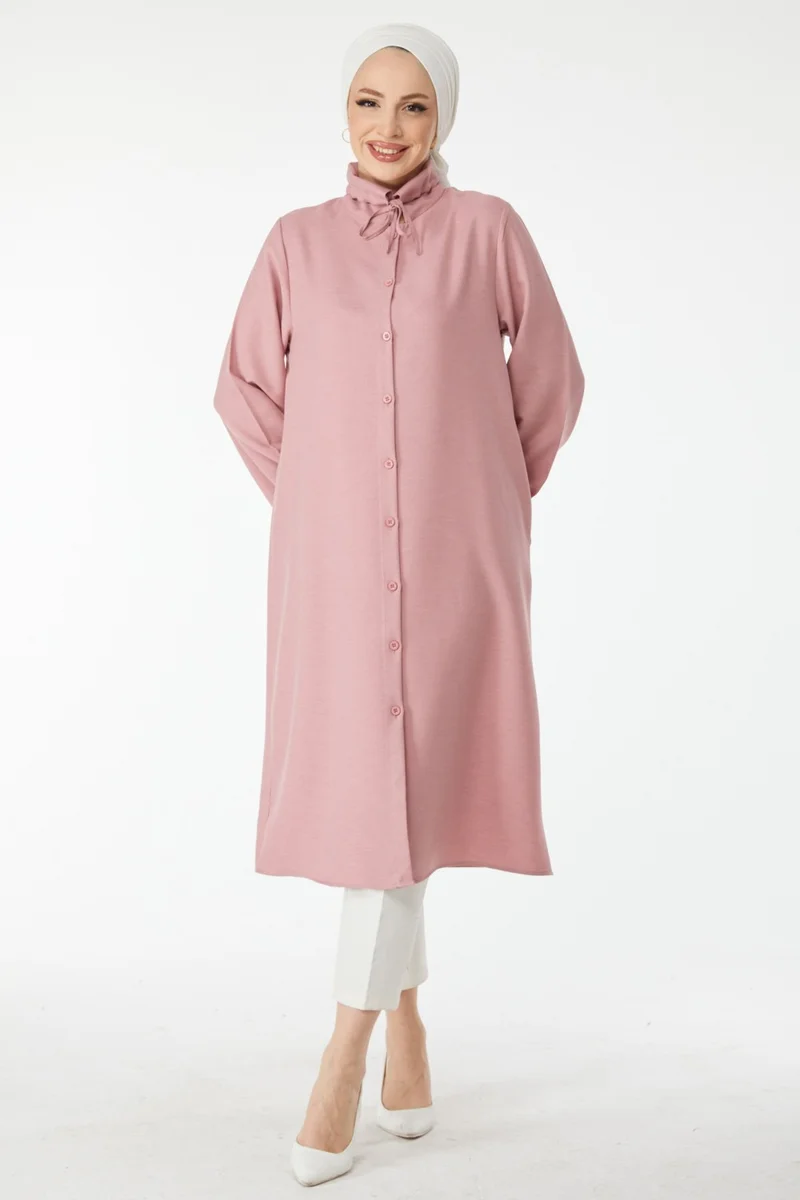 Tofisa 24513-GUL Collar Lace Detail Tunic