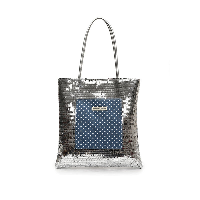 Trendy Silver Sequin Large Bag For Women 2026 New Fashion Commuter Tote Bag Summer Textured Shoulder Underarm Bag - Image 1