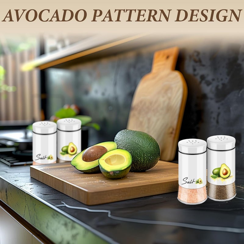 holoith Avocado Salt and Pepper Shakers Set,5 oz Glass Bottom Salt Pepper Shaker with Stainless Steel Lid Kitchen Decor and Accessories Refillable Design(Avocado) - Image 3