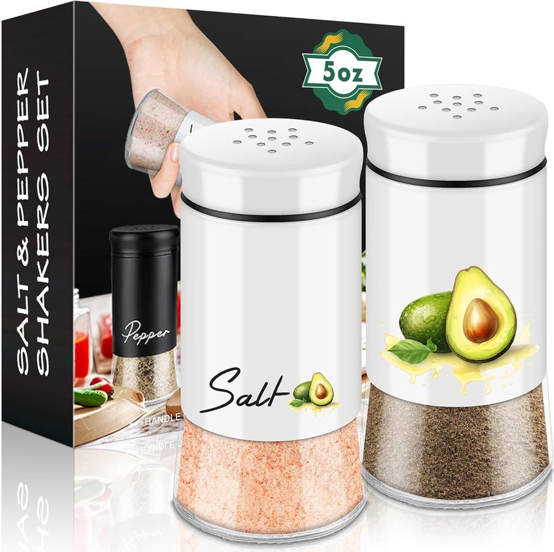 holoith Avocado Salt and Pepper Shakers Set,5 oz Glass Bottom Salt Pepper Shaker with Stainless Steel Lid Kitchen Decor and Accessories Refillable Design(Avocado) - Image 1