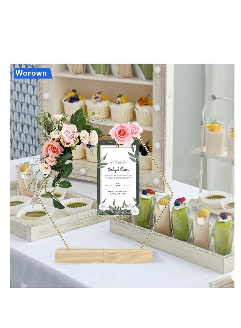 SOLARAE 6 Pack 8 Inch Hexagonal Metal Floral Hoop Centerpiece and 12 Pieces Wooden Stands for Table, Gold Metal Rings for Making Wedding Table Wreath Decor, Wall Hanging Wreaths and Dream Catchers - Image 5