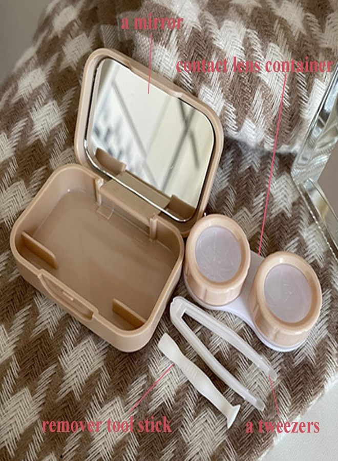 2 Pack Mini Contact Lens Cases, Portable Contacts Lens Box Travel Kit with Mirror, Tweezers, Remover Tool Stick, Cute Flower Eye Contact Case Container Holder Storage Box for Daily Outdoor - Image 3