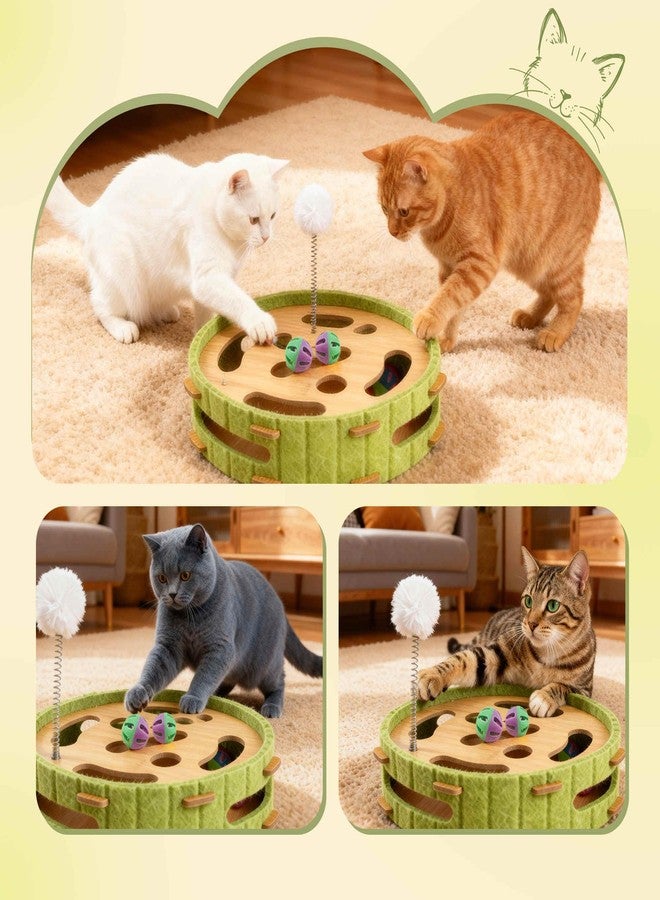 GLIDESMOOTH Interactive Cat Toy Puzzle Toys for Indoor, Felt Maze Box, Cat Toys, Mental Stimulation and Entertainment, Circle, Green, 1 Set - Image 2