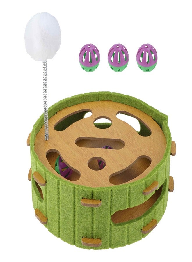 GLIDESMOOTH Interactive Cat Toy Puzzle Toys for Indoor, Felt Maze Box, Cat Toys, Mental Stimulation and Entertainment, Circle, Green, 1 Set - Image 1