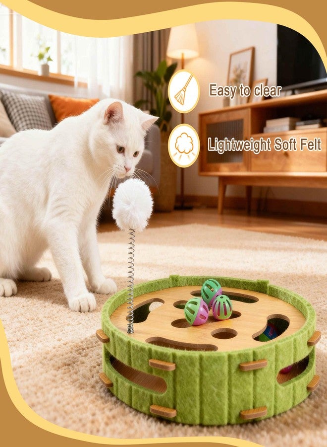 GLIDESMOOTH Interactive Cat Toy Puzzle Toys for Indoor, Felt Maze Box, Cat Toys, Mental Stimulation and Entertainment, Circle, Green, 1 Set - Image 5