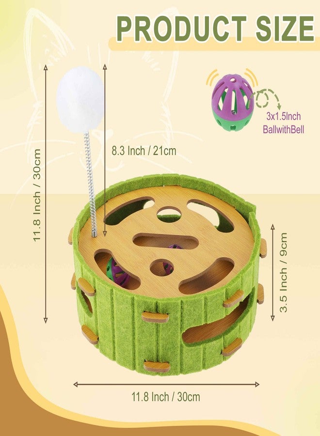 GLIDESMOOTH Interactive Cat Toy Puzzle Toys for Indoor, Felt Maze Box, Cat Toys, Mental Stimulation and Entertainment, Circle, Green, 1 Set - Image 3
