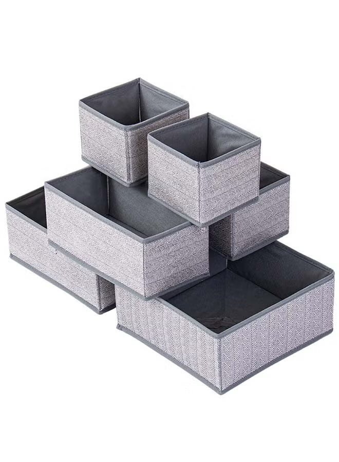6 Pack Wardrobe Organiser Foldable Underwear Drawer Organiser Closet Organizers and Storage for Clothes, Socks, Scarves, Ties (Grey) - Image 1